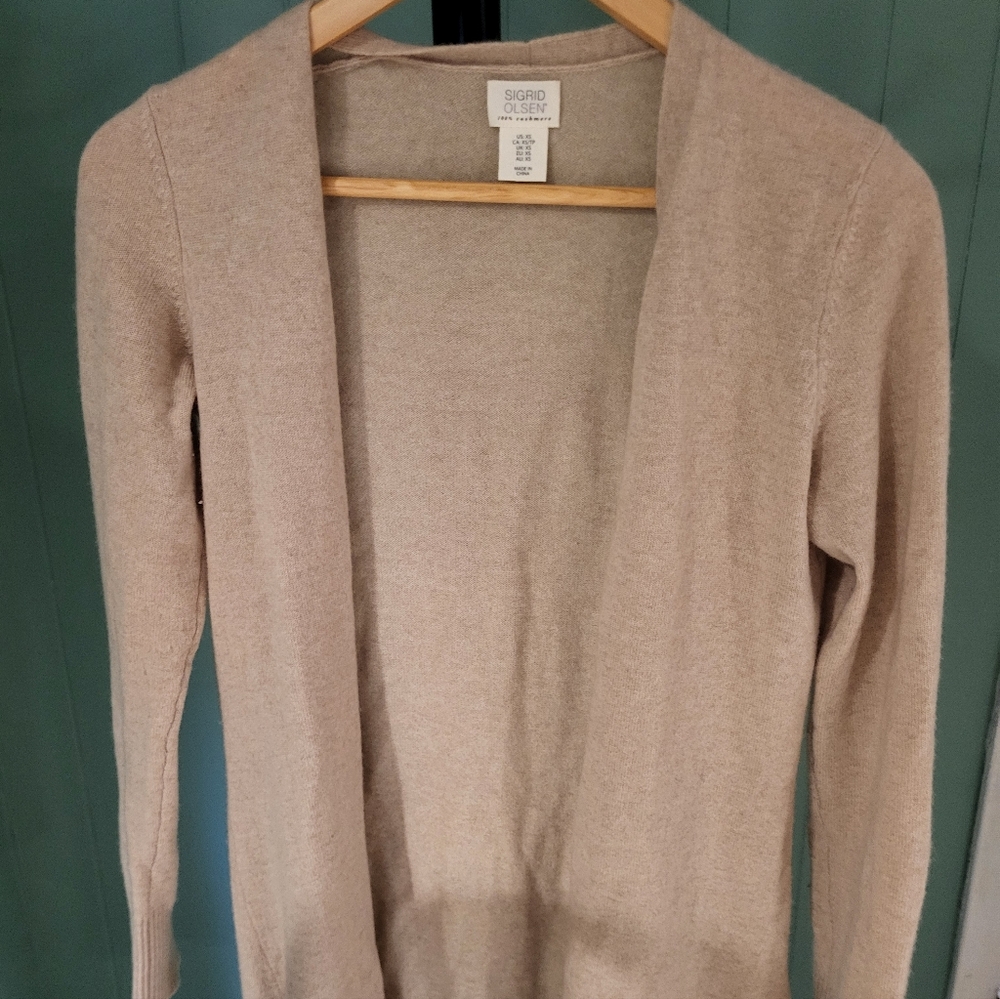 Cashmere, Beige, Open Cardigan, Sigrid Olsen, XS, Carol Bessette Kennedy Style